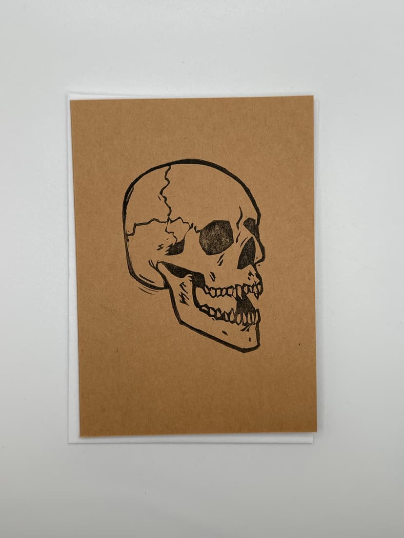 Edgy Father's Day card by Jamie Wing featuring a stylized skull—ideal for minimalist or non-traditional father-child relationships.